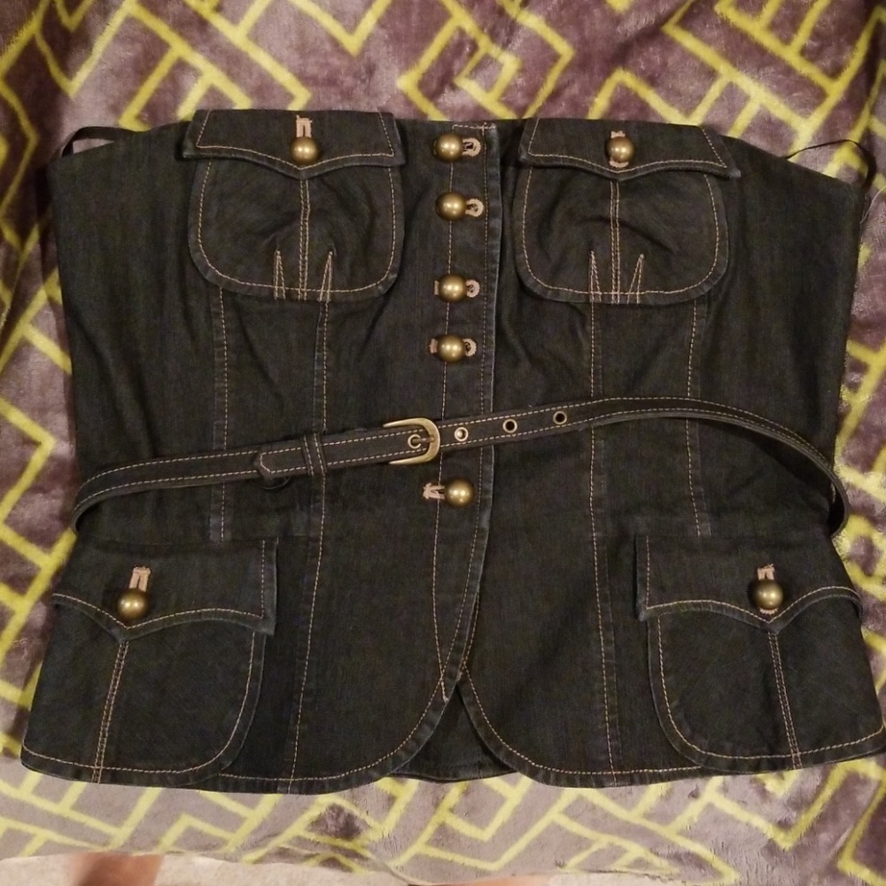 New Denim bustier with belt size 10